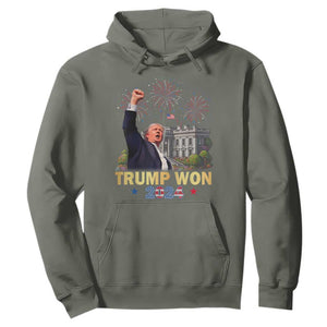 Trump 2024 Hoodie He Won 47th President Of White House TS02 Military Green Print Your Wear