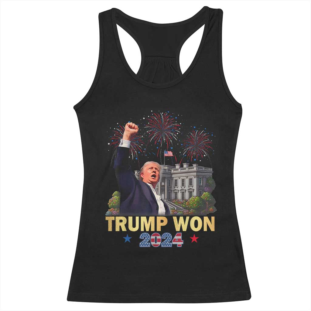 Trump 2024 Racerback Tank Top He Won 47th President Of White House TS02 Black Print Your Wear