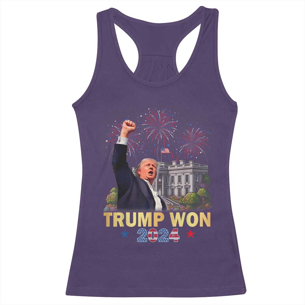 Trump 2024 Racerback Tank Top He Won 47th President Of White House TS02 Purple Print Your Wear