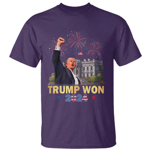 Trump 2024 T Shirt He Won 47th President Of White House TS02 Purple Print Your Wear