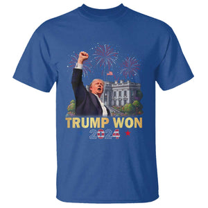 Trump 2024 T Shirt He Won 47th President Of White House TS02 Royal Blue Print Your Wear