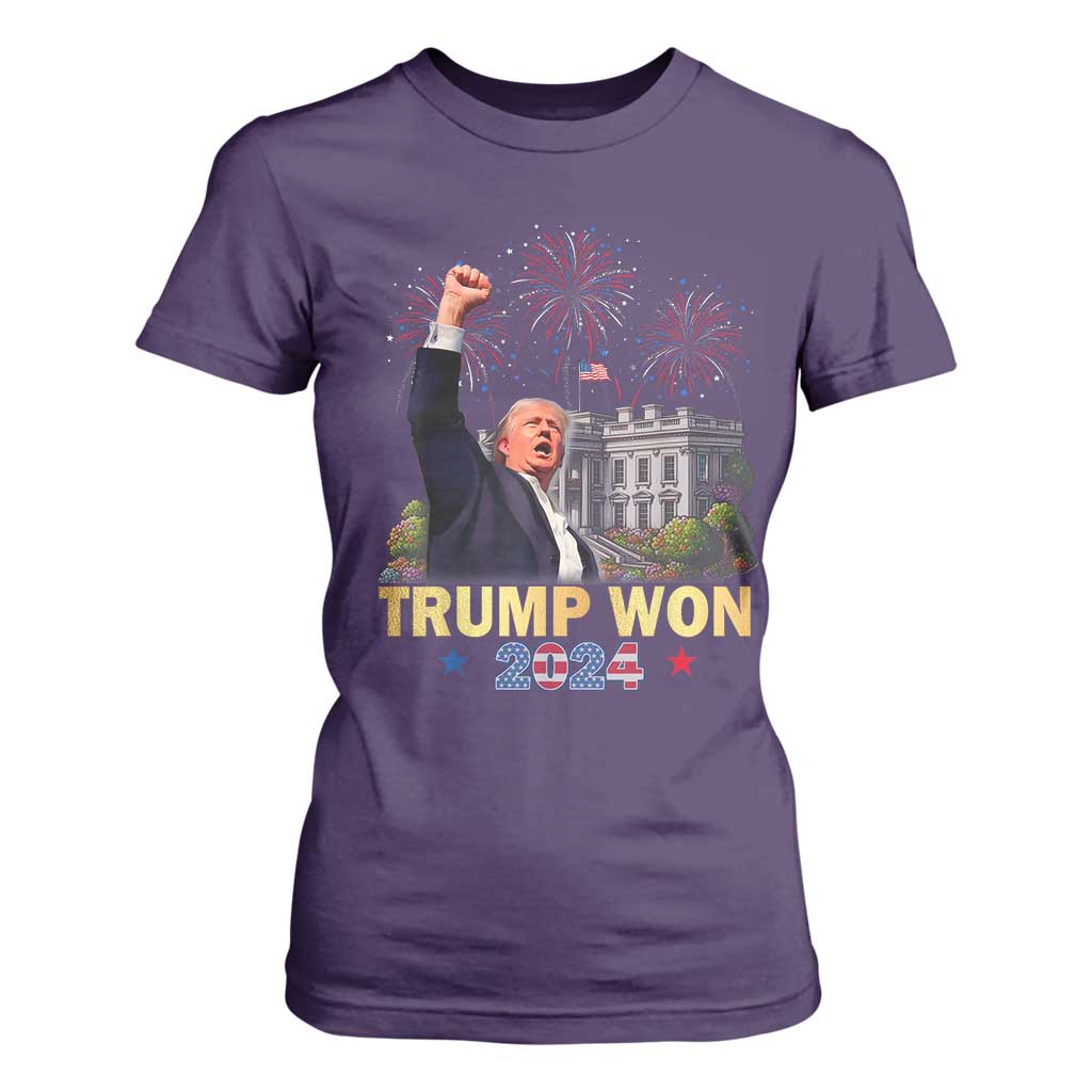 Trump 2024 T Shirt For Women He Won 47th President Of White House TS02 Purple Print Your Wear