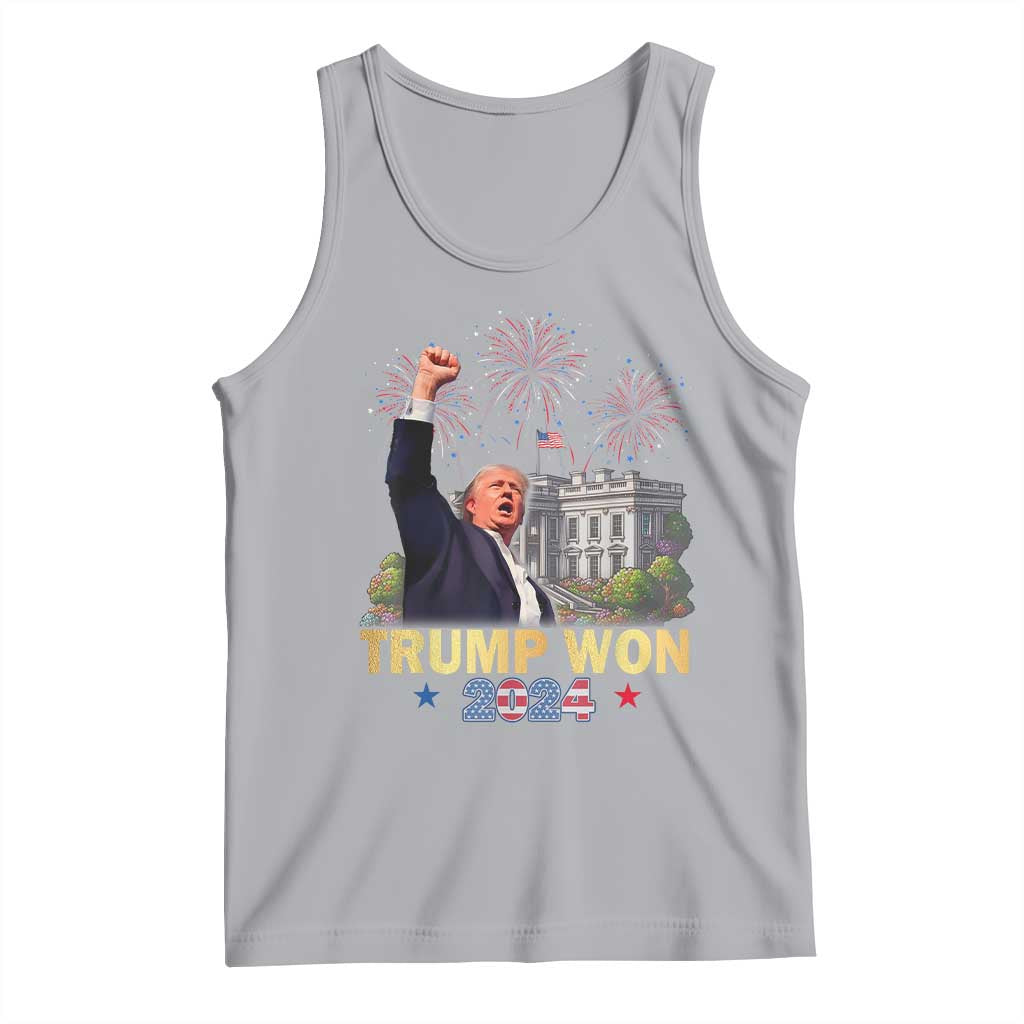 Trump 2024 Tank Top He Won 47th President Of White House TS02 Athletic Heather Print Your Wear