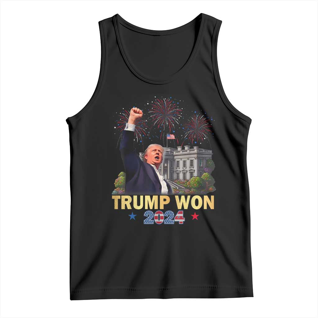 Trump 2024 Tank Top He Won 47th President Of White House TS02 Black Print Your Wear
