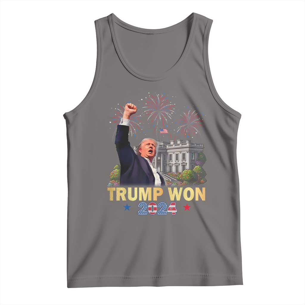 Trump 2024 Tank Top He Won 47th President Of White House TS02 Deep Heather Print Your Wear