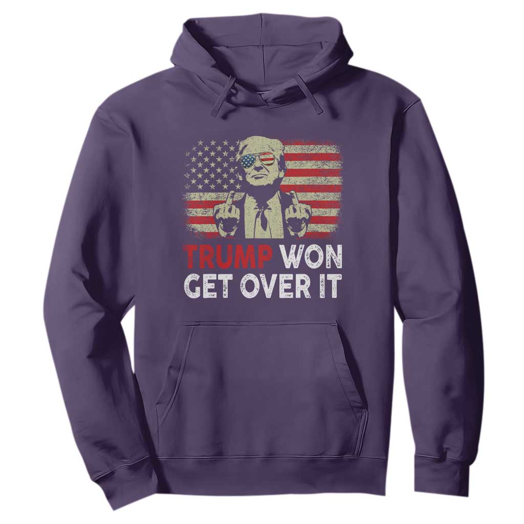 Trump 2024 Hoodie He Won Get Over It Patriotic Vintage American Flag TS02 Purple Print Your Wear