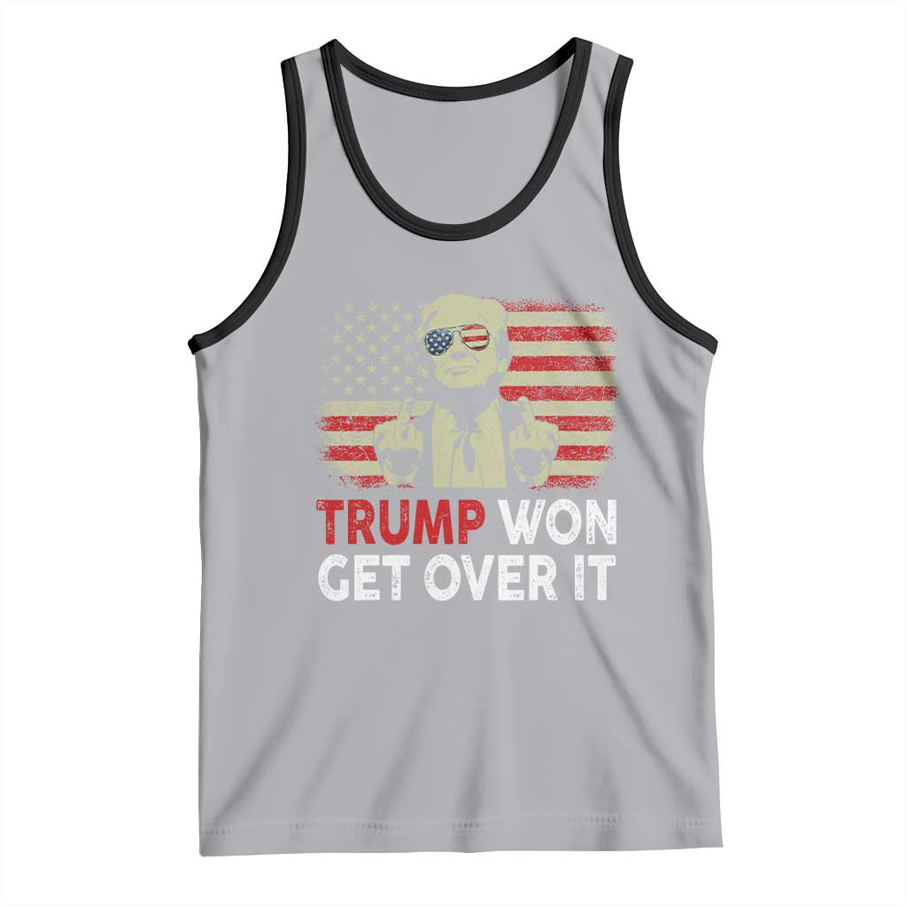 Trump 2024 Tank Top He Won Get Over It Patriotic Vintage American Flag TS02 Athletic Heather Black Print Your Wear