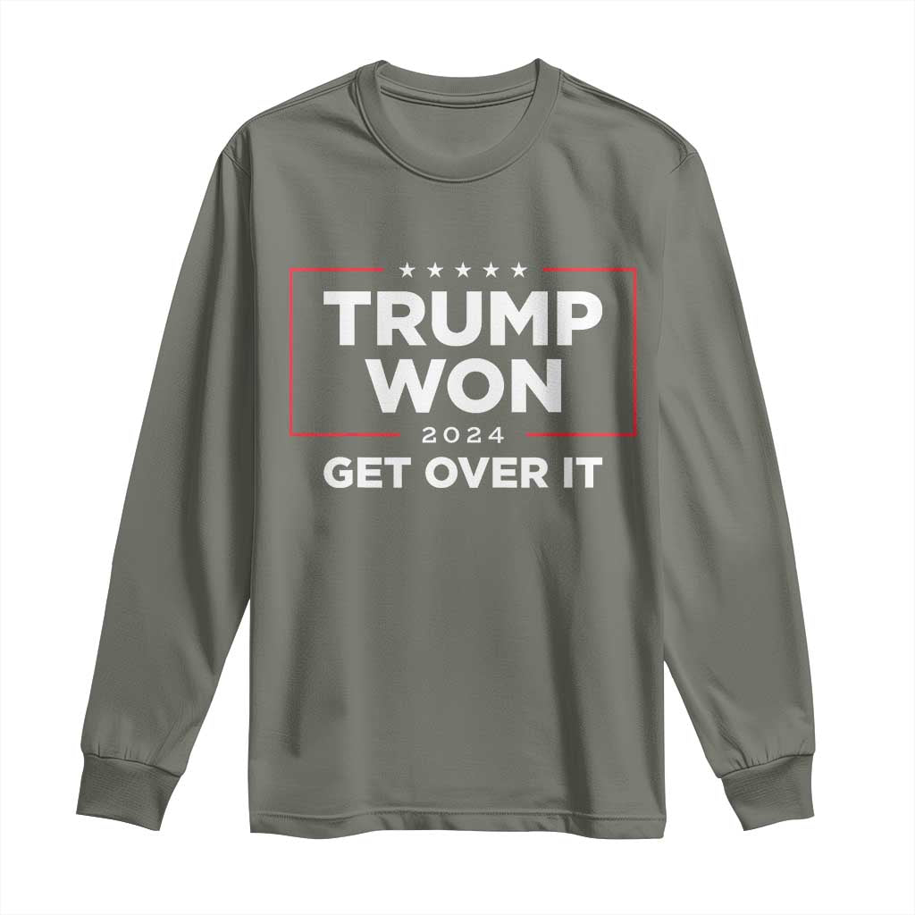 Trump 2024 Long Sleeve Shirt 47th President He Won Get Over It TS02 Military Green Print Your Wear