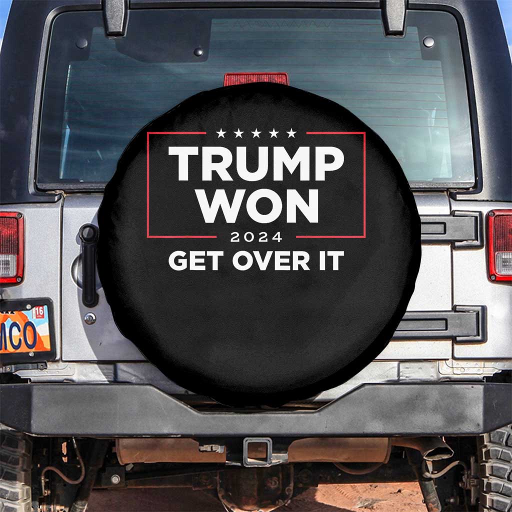 Trump 2024 Spare Tire Cover 47th President He Won Get Over It TS02 No hole Black Print Your Wear