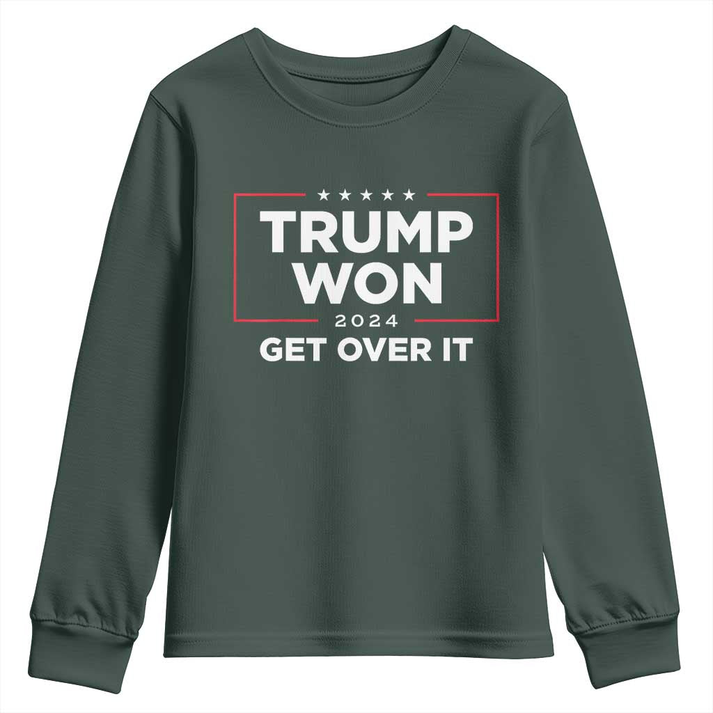 Trump 2024 Youth Sweatshirt 47th President He Won Get Over It TS02 Dark Forest Green Print Your Wear