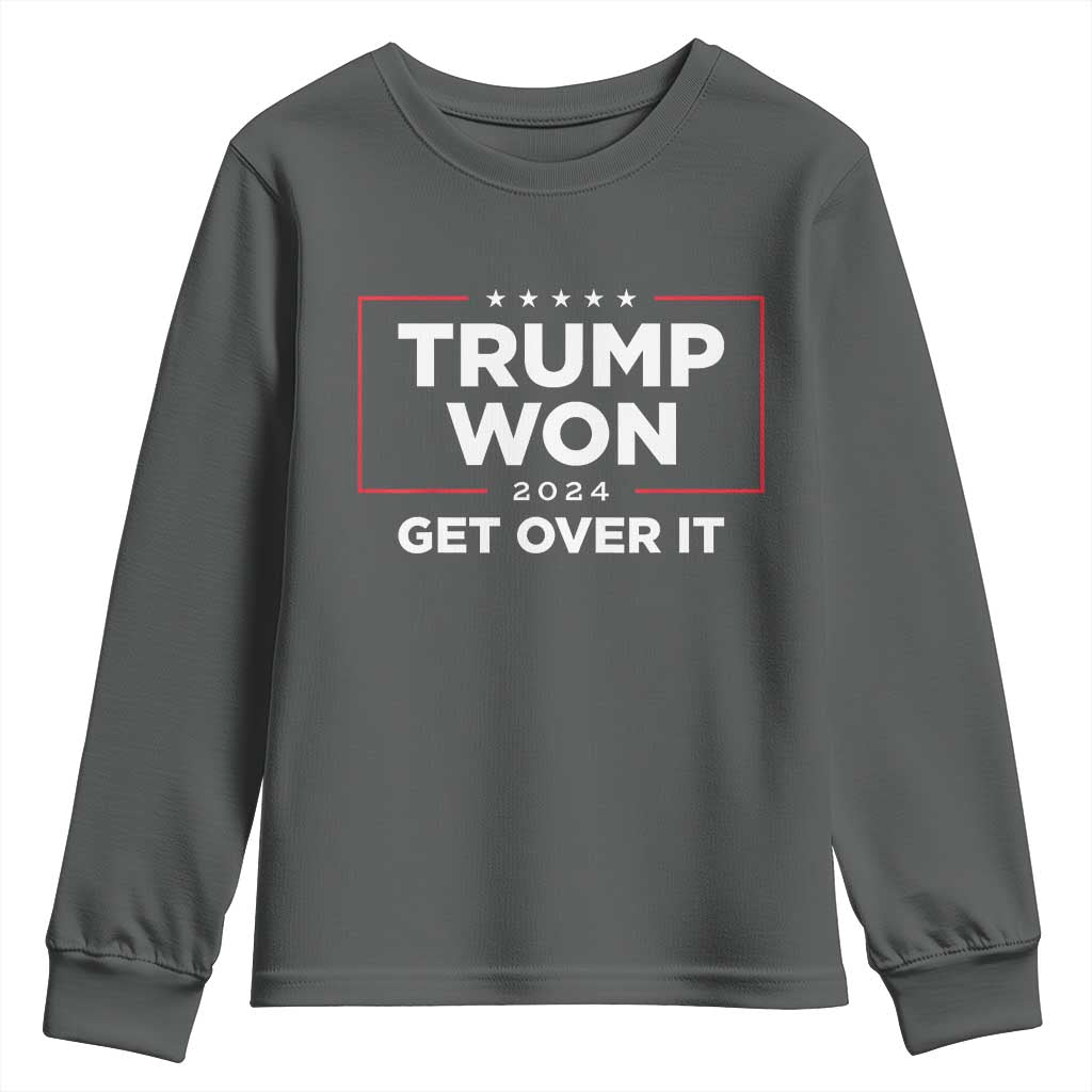 Trump 2024 Youth Sweatshirt 47th President He Won Get Over It TS02 Dark Heather Print Your Wear