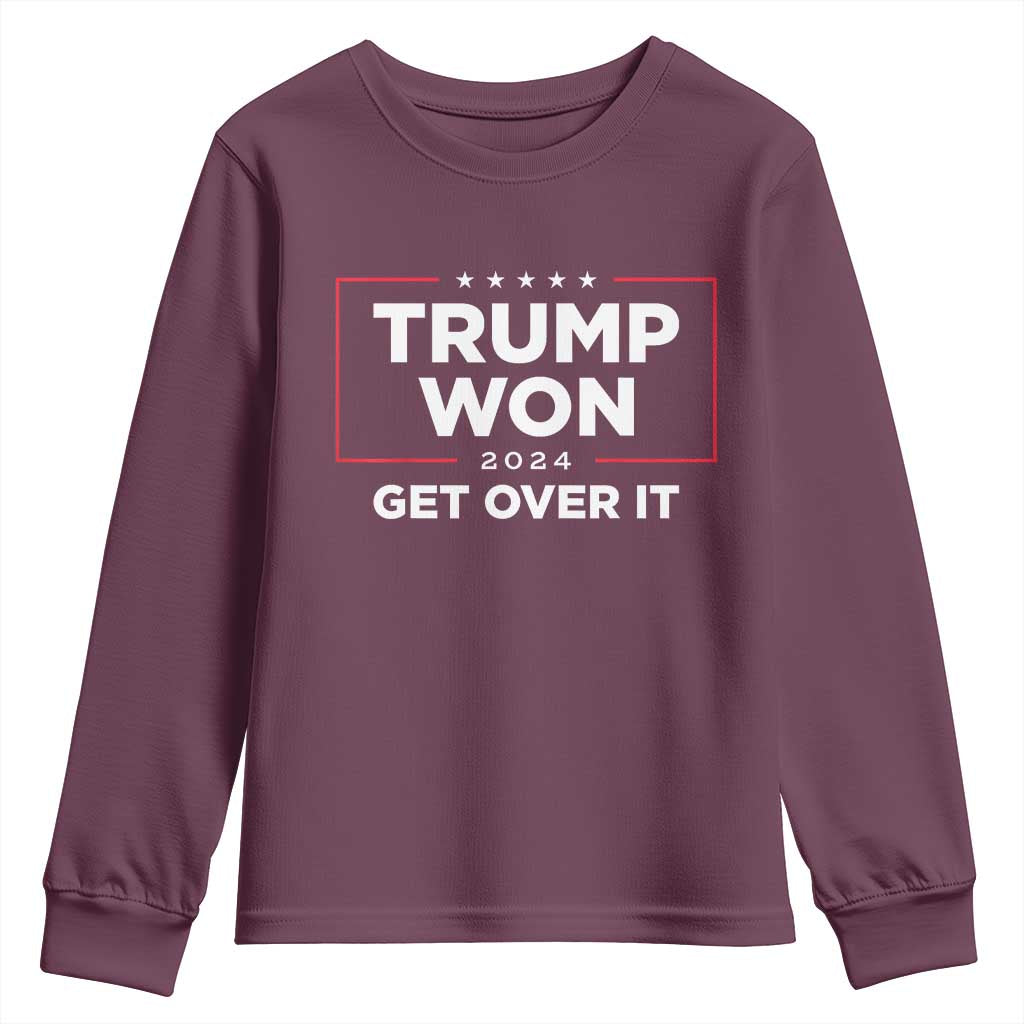 Trump 2024 Youth Sweatshirt 47th President He Won Get Over It TS02 Maroon Print Your Wear