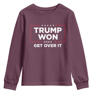 Trump 2024 Youth Sweatshirt 47th President He Won Get Over It TS02 Maroon Print Your Wear