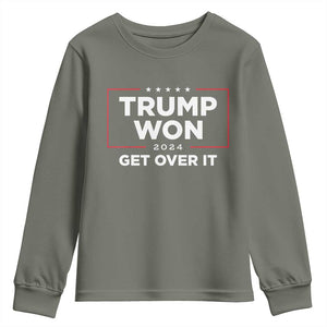 Trump 2024 Youth Sweatshirt 47th President He Won Get Over It TS02 Military Green Print Your Wear