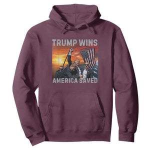 Trump 2024 Hoodie Trump Won America Saved American Flag TS02 Maroon Print Your Wear