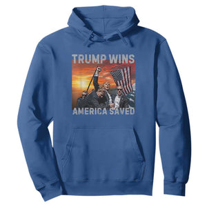 Trump 2024 Hoodie Trump Won America Saved American Flag TS02 Royal Blue Print Your Wear