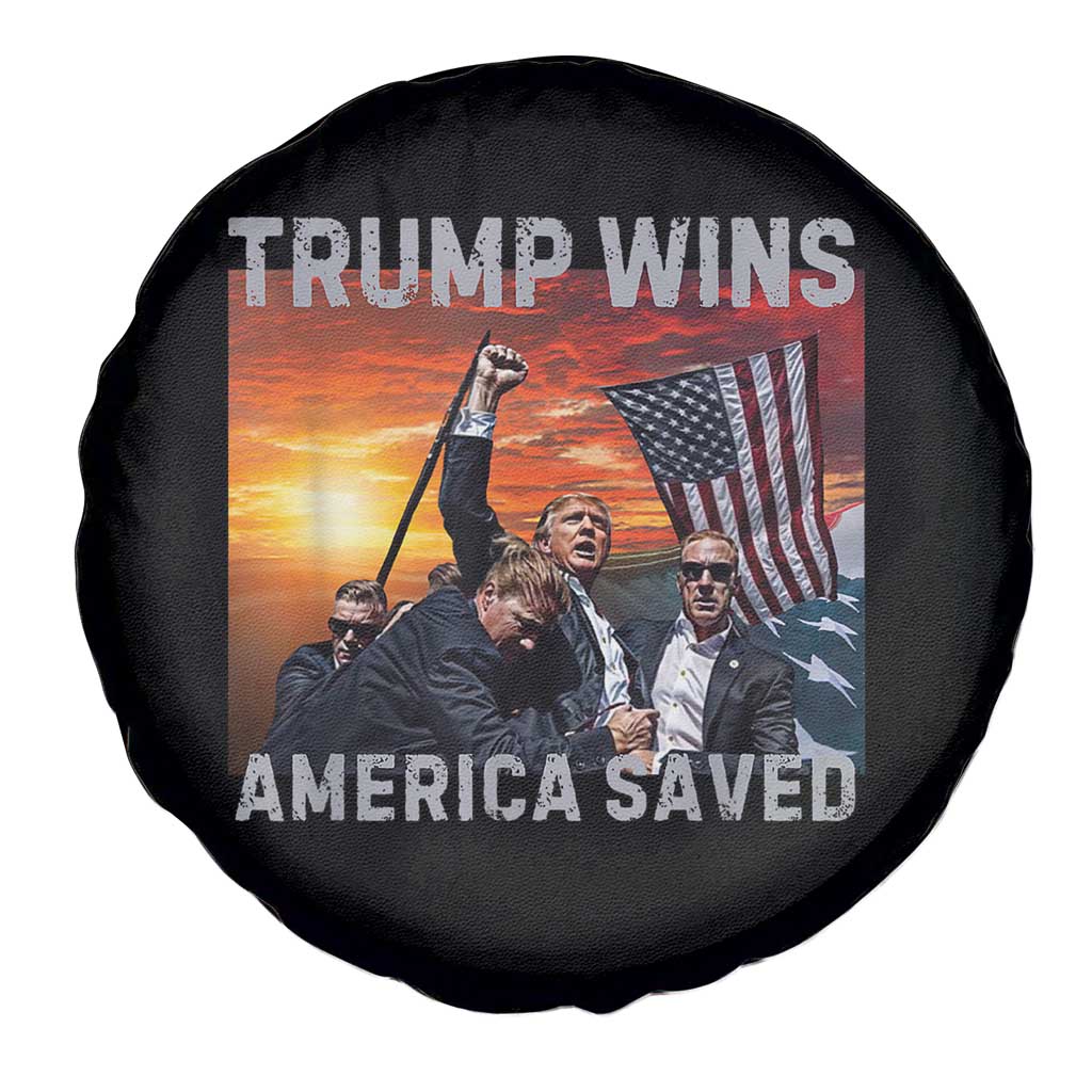 Trump 2024 Spare Tire Cover Trump Won America Saved American Flag TS02 Print Your Wear