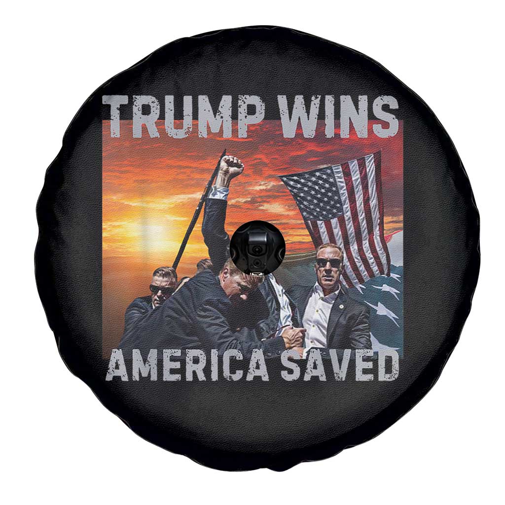 Trump 2024 Spare Tire Cover Trump Won America Saved American Flag TS02 Print Your Wear