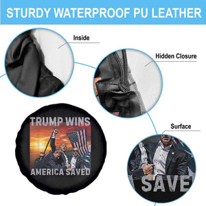 Trump 2024 Spare Tire Cover Trump Won America Saved American Flag TS02 Print Your Wear