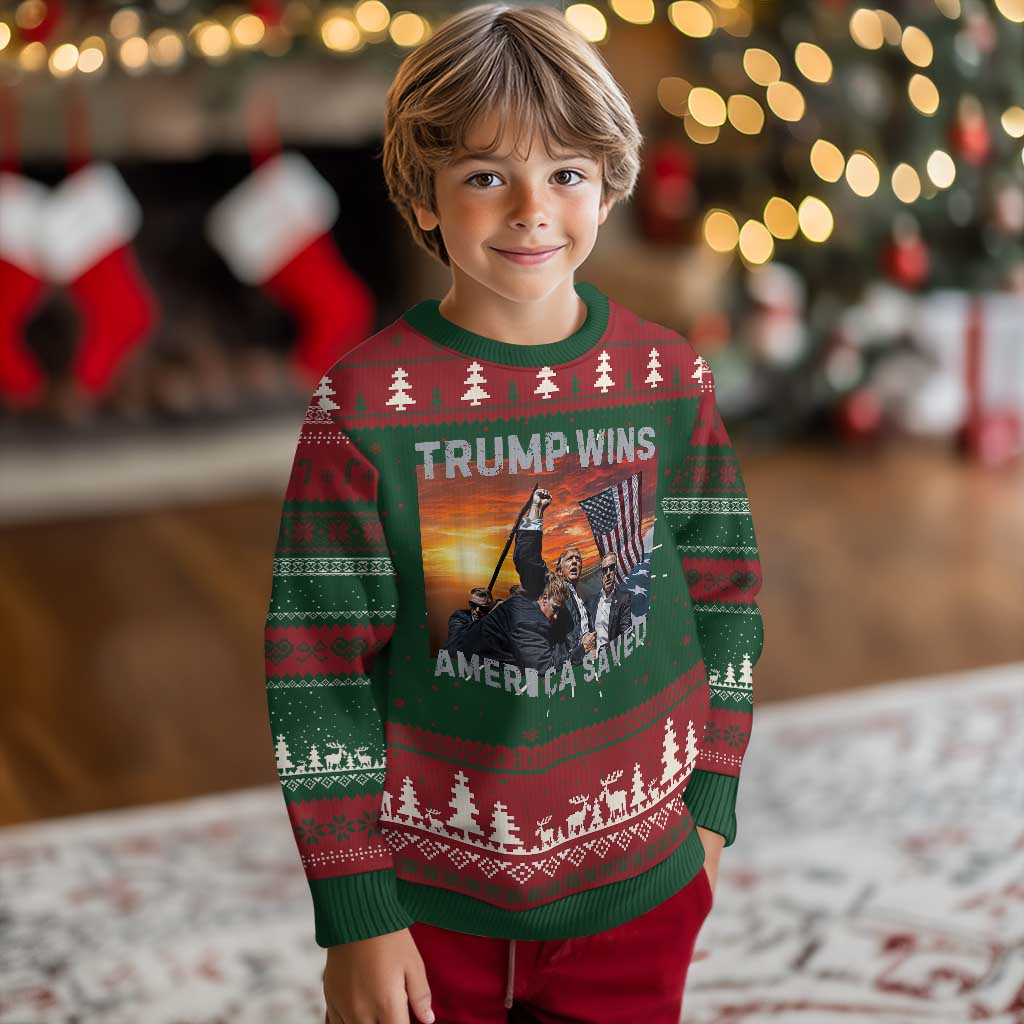 Trump 2024 Ugly Christmas Sweater Trump Won America Saved American Flag TS02 Christmas Print Your Wear
