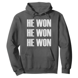 Trump 2024 Hoodie Triple He Won 47th President TS02 Dark Heather Print Your Wear