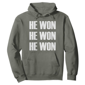 Trump 2024 Hoodie Triple He Won 47th President TS02 Military Green Print Your Wear