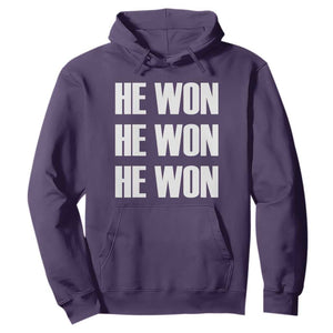 Trump 2024 Hoodie Triple He Won 47th President TS02 Purple Print Your Wear