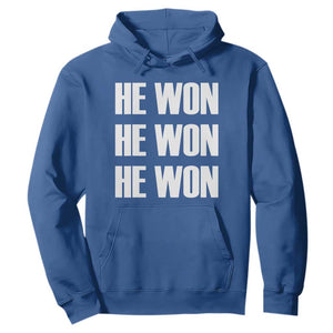 Trump 2024 Hoodie Triple He Won 47th President TS02 Royal Blue Print Your Wear