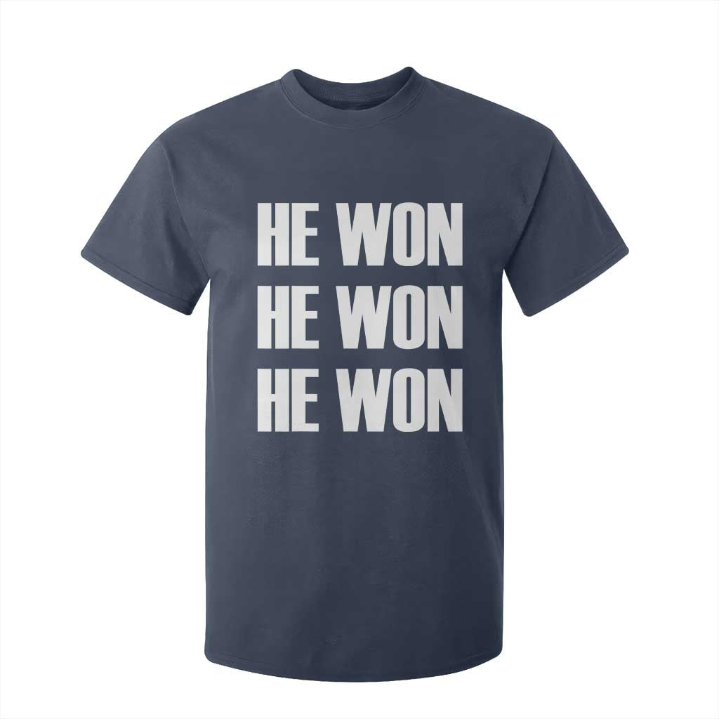 Trump 2024 T Shirt For Kid Triple He Won 47th President TS02 Navy Print Your Wear