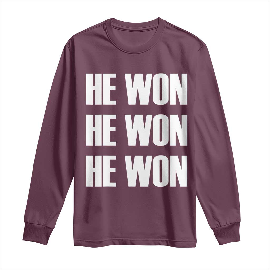 Trump 2024 Long Sleeve Shirt Triple He Won 47th President TS02 Maroon Print Your Wear