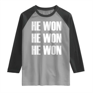 Trump 2024 Raglan Shirt Triple He Won 47th President TS02 Sport Gray Black Print Your Wear