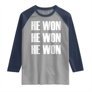 Trump 2024 Raglan Shirt Triple He Won 47th President TS02 Sport Gray Navy Print Your Wear