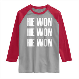 Trump 2024 Raglan Shirt Triple He Won 47th President TS02 Sport Gray Red Print Your Wear