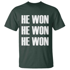 Trump 2024 T Shirt Triple He Won 47th President TS02 Dark Forest Green Print Your Wear