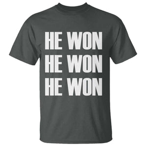 Trump 2024 T Shirt Triple He Won 47th President TS02 Dark Heather Print Your Wear
