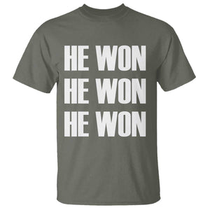 Trump 2024 T Shirt Triple He Won 47th President TS02 Military Green Print Your Wear