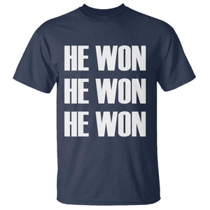 Trump 2024 T Shirt Triple He Won 47th President TS02 Navy Print Your Wear