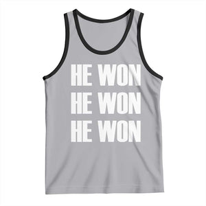 Trump 2024 Tank Top Triple He Won 47th President TS02 Athletic Heather Black Print Your Wear