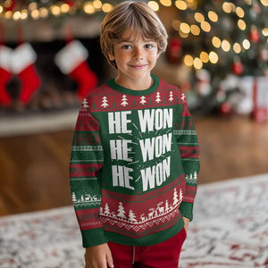 Trump 2024 Ugly Christmas Sweater Triple He Won 47th President TS02 Christmas Print Your Wear