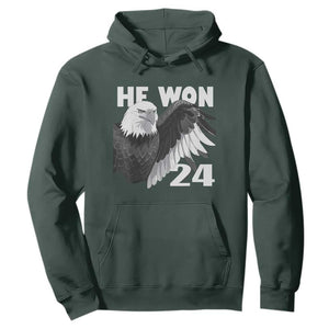 Trump 2024 Hoodie He Won 47th President American Eagle TS02 Dark Forest Green Print Your Wear