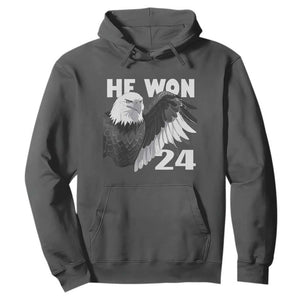 Trump 2024 Hoodie He Won 47th President American Eagle TS02 Dark Heather Print Your Wear