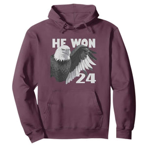 Trump 2024 Hoodie He Won 47th President American Eagle TS02 Maroon Print Your Wear