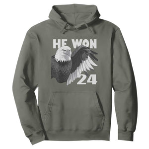 Trump 2024 Hoodie He Won 47th President American Eagle TS02 Military Green Print Your Wear