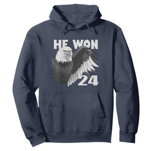 Trump 2024 Hoodie He Won 47th President American Eagle TS02 Navy Print Your Wear