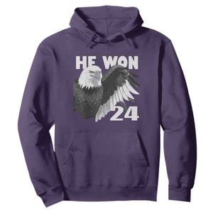 Trump 2024 Hoodie He Won 47th President American Eagle TS02 Purple Print Your Wear