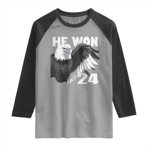 Trump 2024 Raglan Shirt He Won 47th President American Eagle TS02 Sport Gray Black Print Your Wear