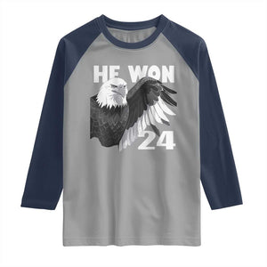 Trump 2024 Raglan Shirt He Won 47th President American Eagle TS02 Sport Gray Navy Print Your Wear