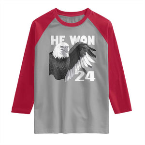 Trump 2024 Raglan Shirt He Won 47th President American Eagle TS02 Sport Gray Red Print Your Wear