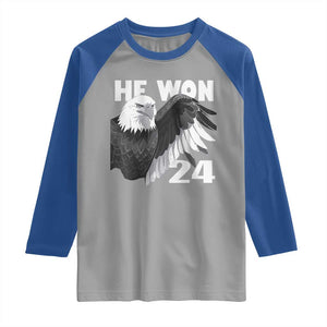 Trump 2024 Raglan Shirt He Won 47th President American Eagle TS02 Sport Gray Royal Print Your Wear