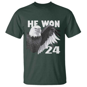 Trump 2024 T Shirt He Won 47th President American Eagle TS02 Dark Forest Green Print Your Wear